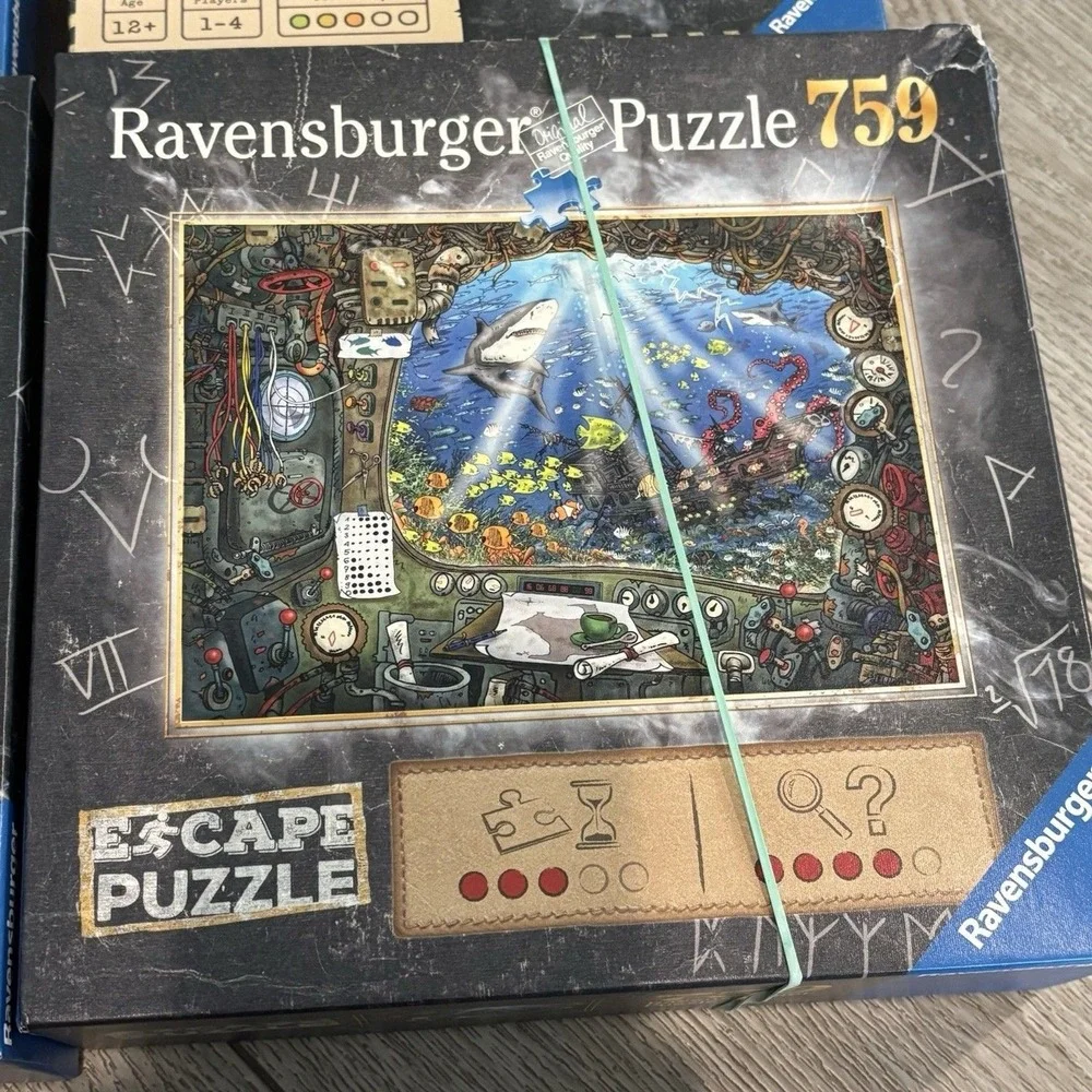Ravensburger 759 Jigsaw Puzzle Submarine Escape Space‎ Vampire Cabin Lot Of 4